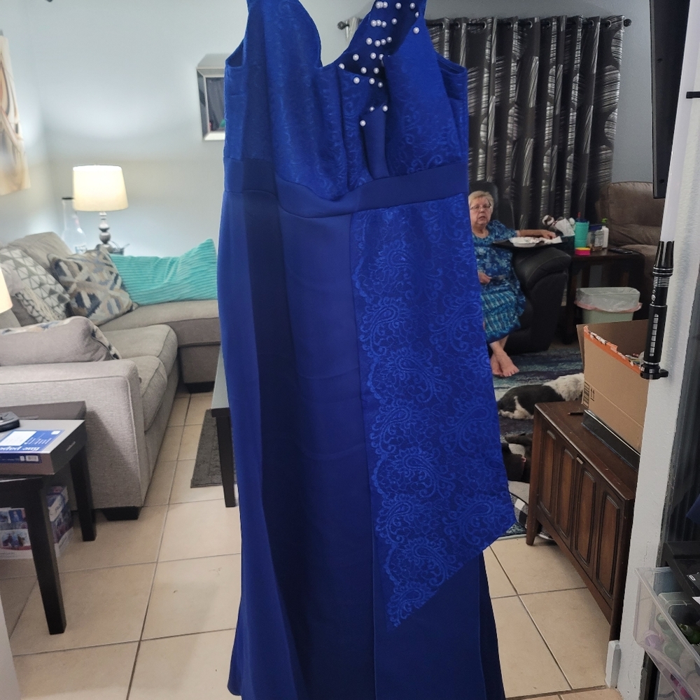 XPlusWear PLUS SIZE SEQUIN SEXY SOLID PEARL V NECK EVENING DRESS MAXI DRESS